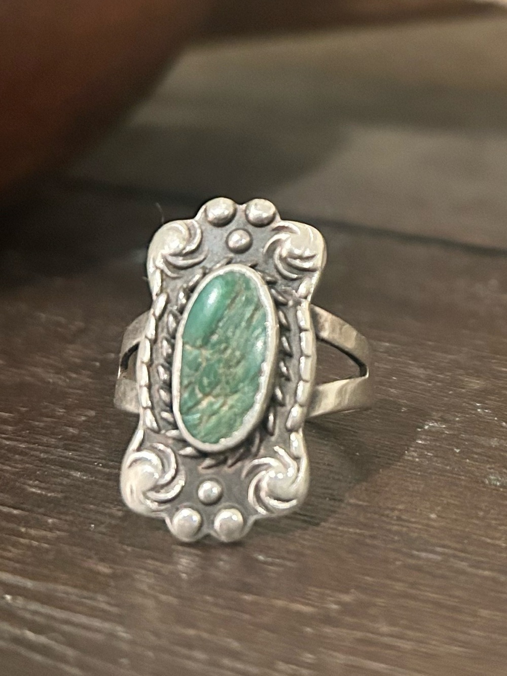 Sterling Silver Green Turquoise Oval Statement Ring